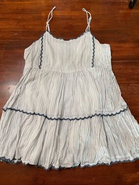 Urban Outfitters White Dress with Navy and Red Stripe Detail